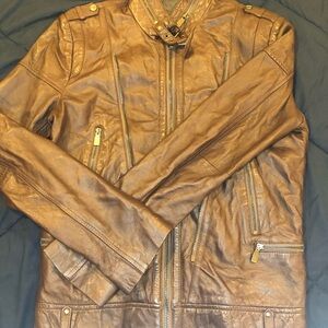 Zara Men's Tan Leather Jacket